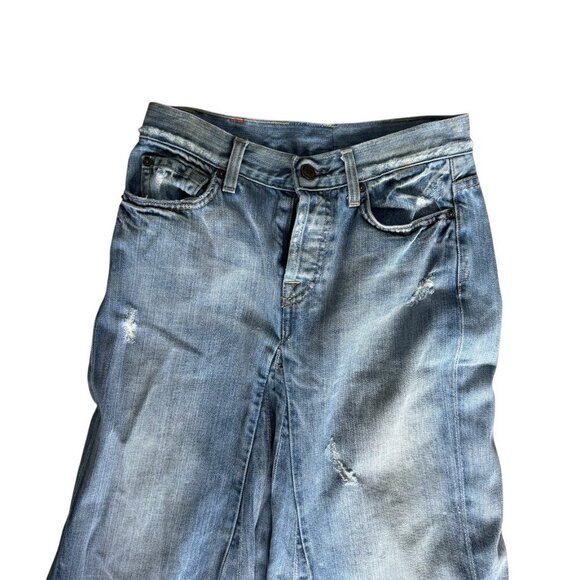 Vintage y2k 7 for all Mankind Blue Distressed Denim Jeans western Maxi Skirt 27 - Picture 5 of 11